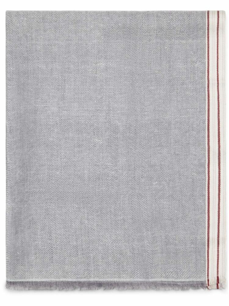 Brunello Cucinelli solid border scarf - Grey Cover