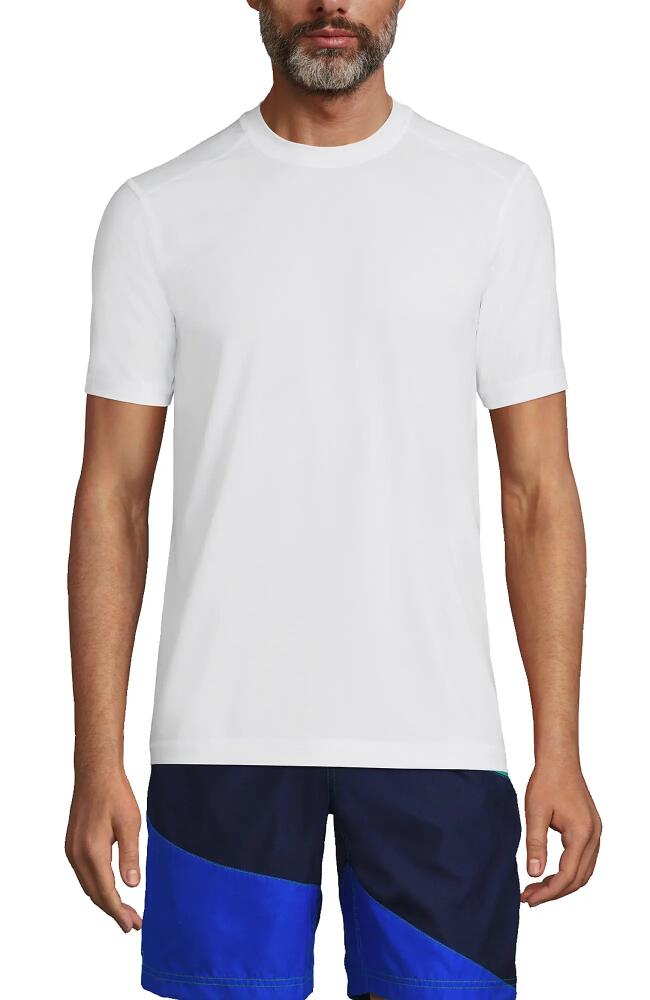 Lands' End Short Sleeve Swim Tee Rash Guard in White Cover