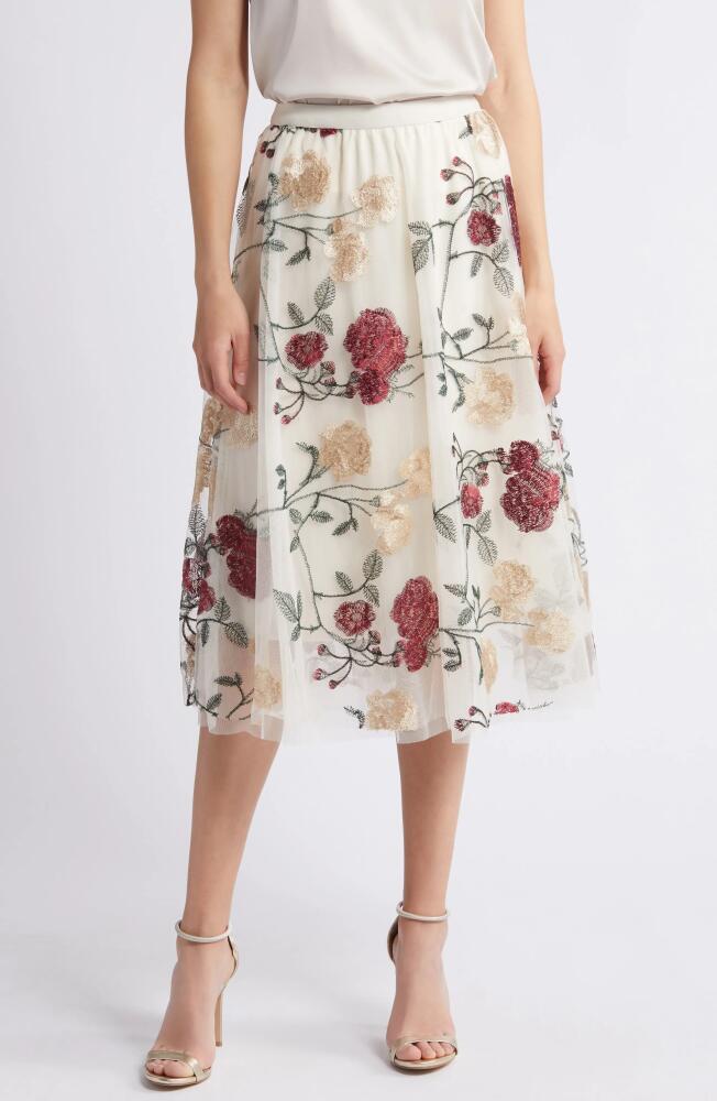 NIKKI LUND Virginia Floral Midi Skirt in Ivory Cover