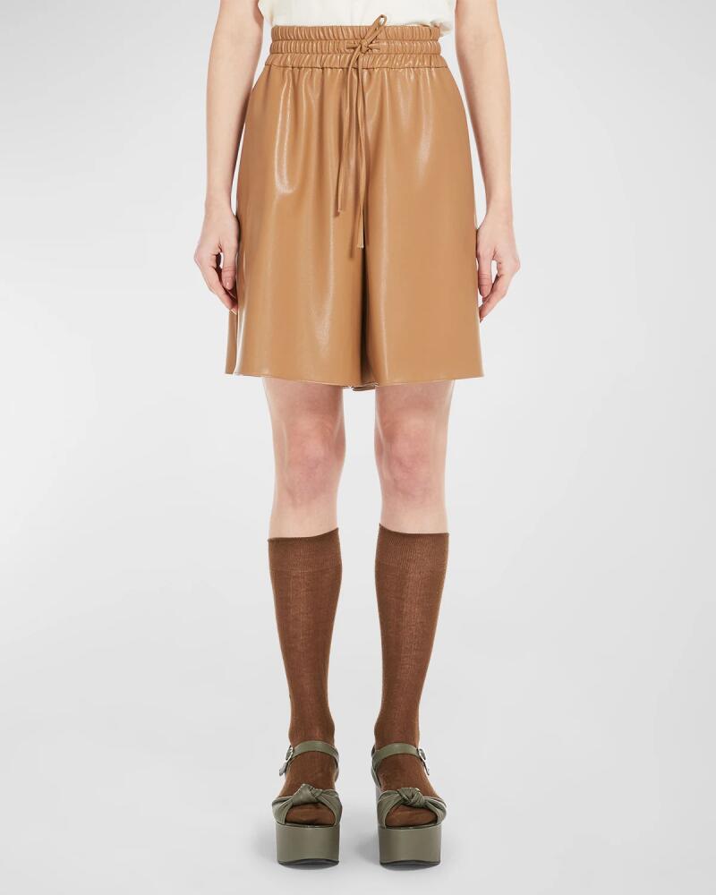 Weekend Max Mara High-Rise Nappa Leather Shorts Cover