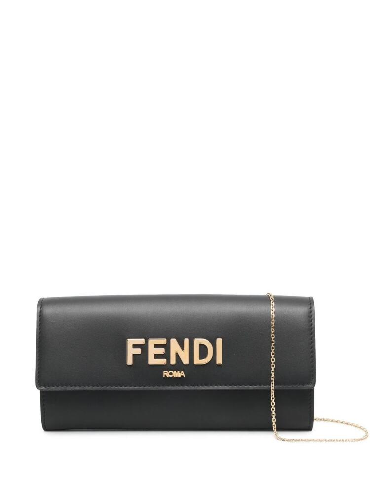 FENDI logo-detail leather mini bag - Black Cover