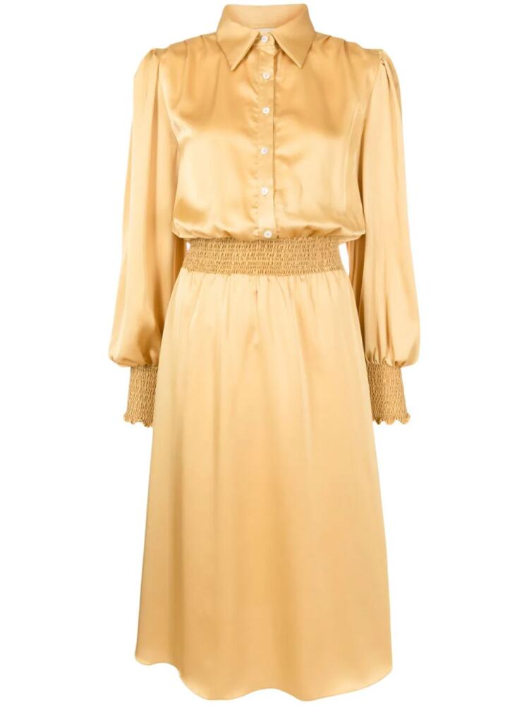 Lethicia Bronstein Bardot satin-finish midi dress - Yellow Cover