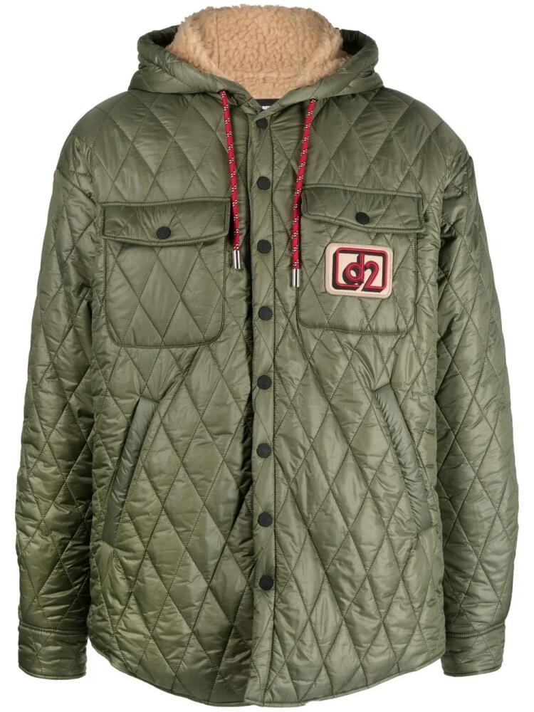 DSQUARED2 logo-patch quilted jacket - Green Cover