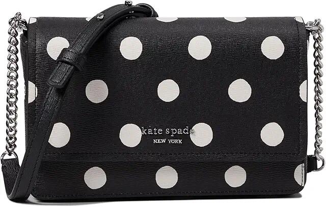 Kate Spade New York Morgan Sunshine Dot Printed Pvc Flap Chain Wallet (Black Multi) Wallet Handbags Cover