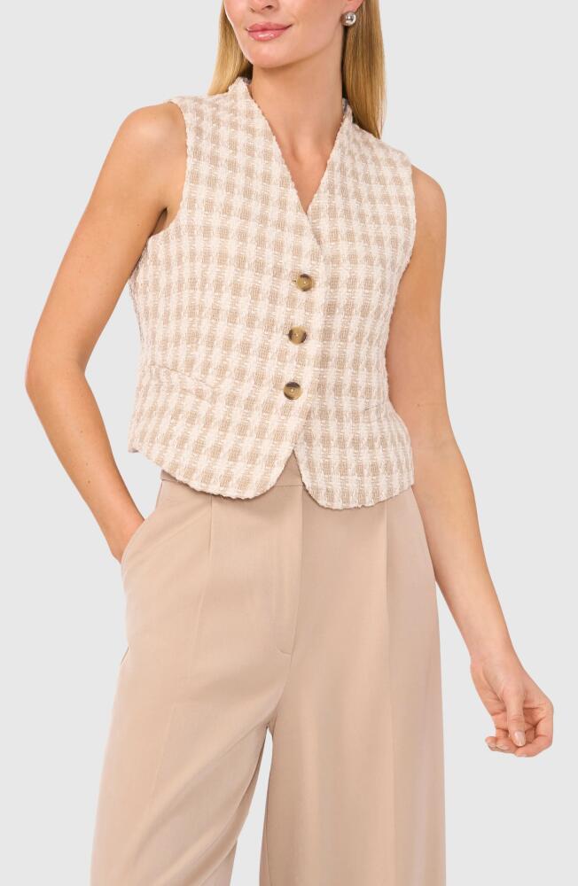 halogen(r) Check Tweed Vest in Coastal Beige Cover