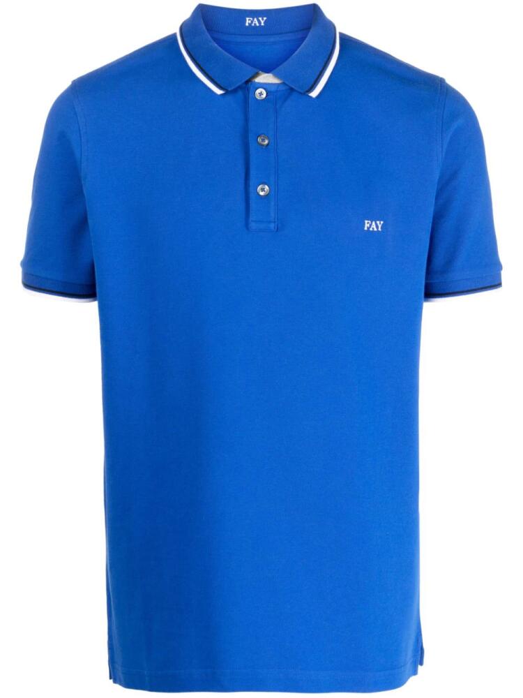 Fay embroidered-logo polo shirt - Blue Cover