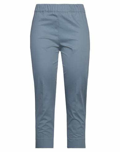 D. exterior Woman Pants Pastel blue Cotton, Elastane Cover