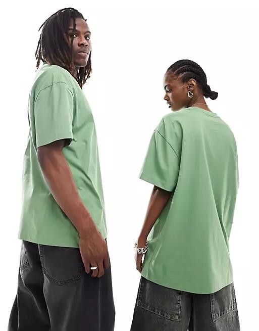 Weekday Unisex oversized T-shirt in green exclusive to ASOS Cover