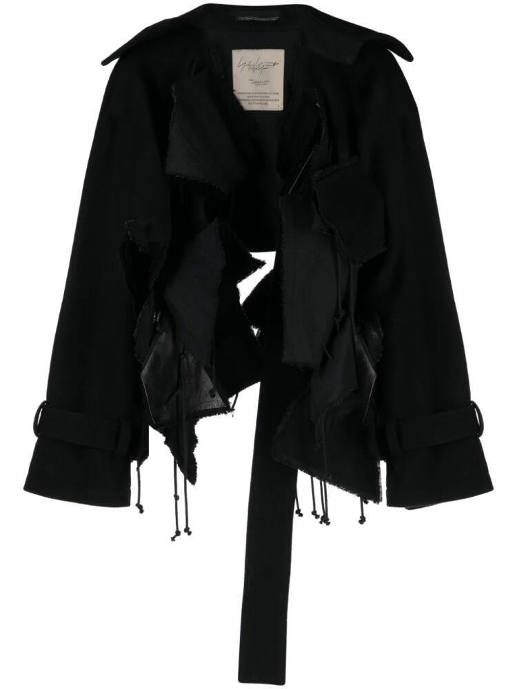 Yohji Yamamoto distressed cropped wool jacket - Black Cover