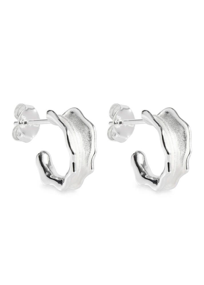 Daisy London Leaf Sterling Silver Hoop Earrings Cover