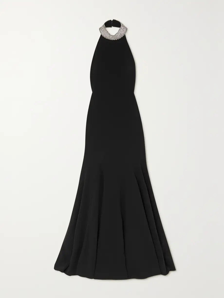 Stella McCartney - + Net Sustain Open-back Crystal-embellished Cady Gown - Black Cover