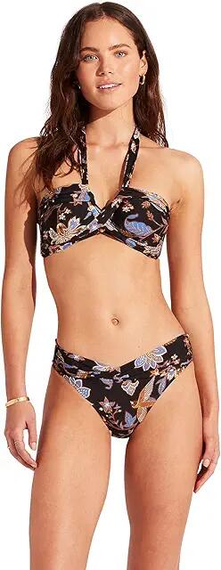 Seafolly Silk Road Halter Bandeau (Black) Women's Swimwear Cover