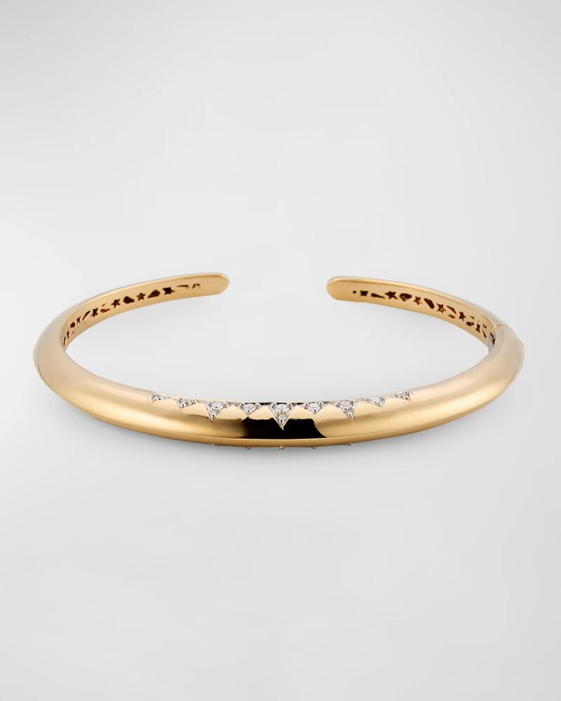 Sorellina 18K Yellow Gold Bangle with White Rhodium over GH-SI Diamonds Cover