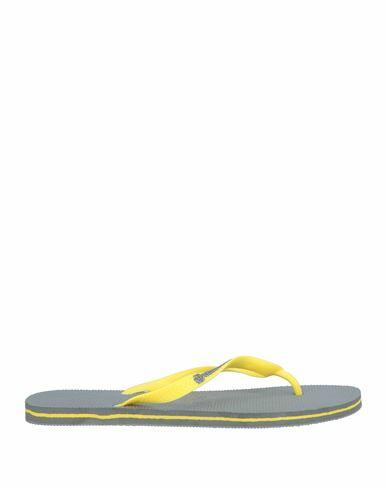 Philipp Plein Man Thong sandal Yellow Rubber Cover