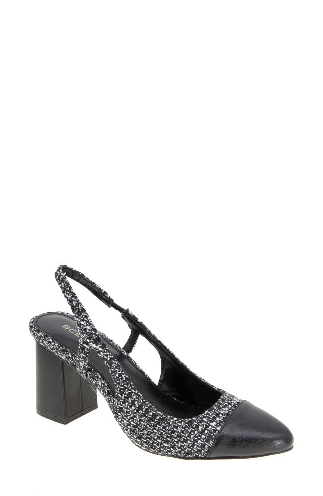 bcbg Darrin Block Heel Slingback Pump in Black/White Boucle Cover