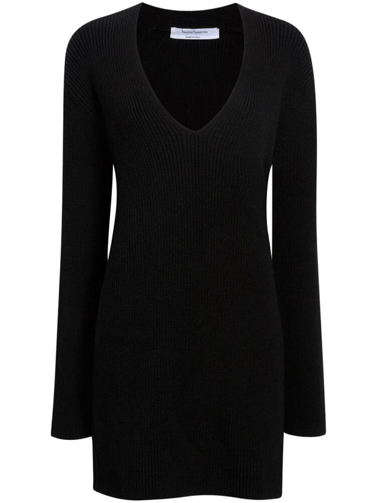 Another Tomorrow V-neck ribbed-knit jumper - Black Cover