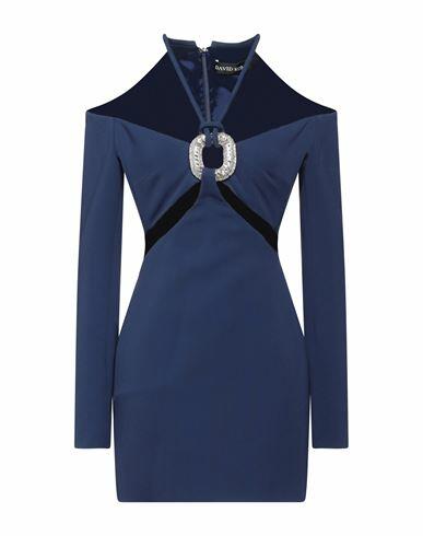 David Koma Woman Mini dress Navy blue Acetate, Viscose, Elastane, Glass, Metal Cover