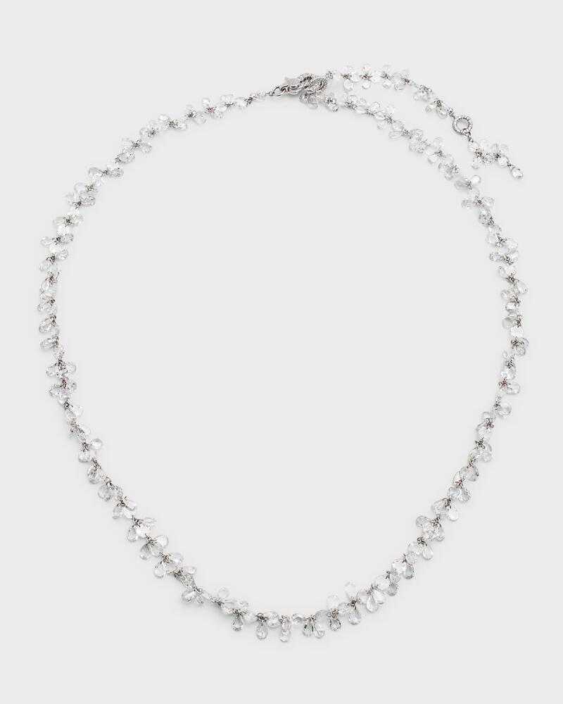 64 Facets 18k White Gold Diamond Cluster Necklace, 16-18"L, 20.62tcw Cover