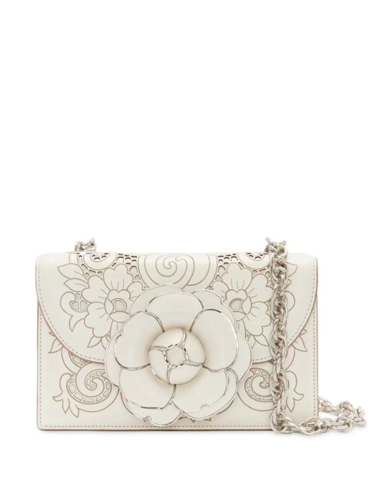 Oscar de la Renta Tro floral-appliqué shoulder bag - Neutrals Cover