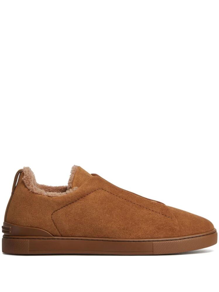 Zegna Triple Stitch leather sneakers - Brown Cover