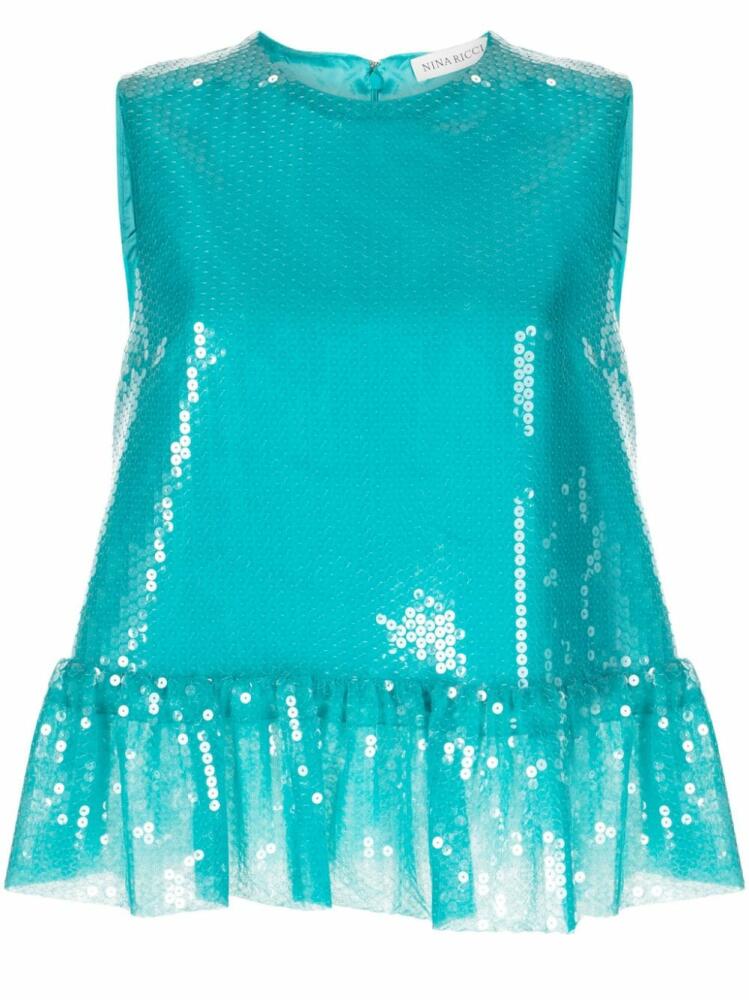 Nina Ricci sequin-embellished sleeveless top - Blue Cover