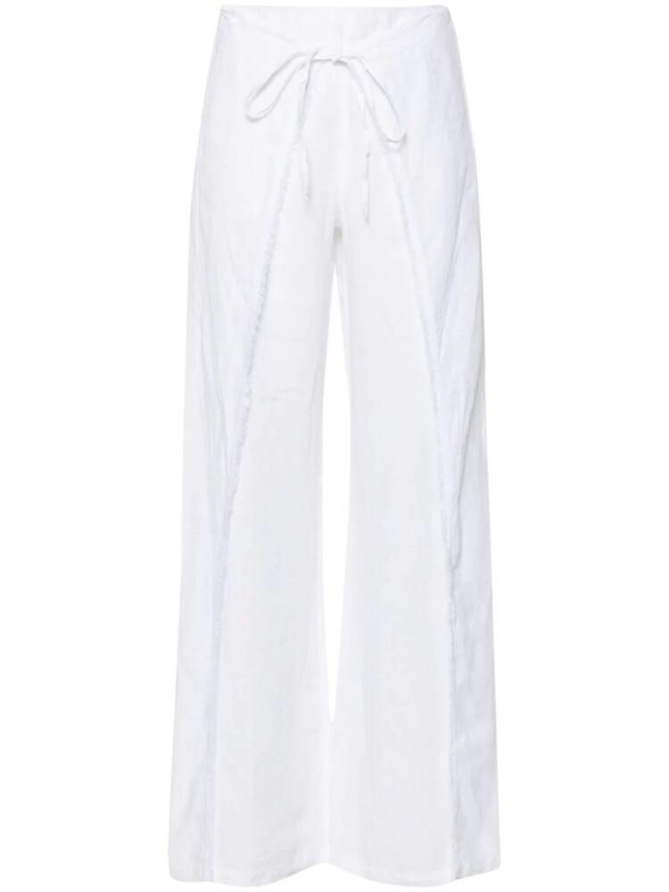 120% Lino frayed-detail linen trousers - White Cover