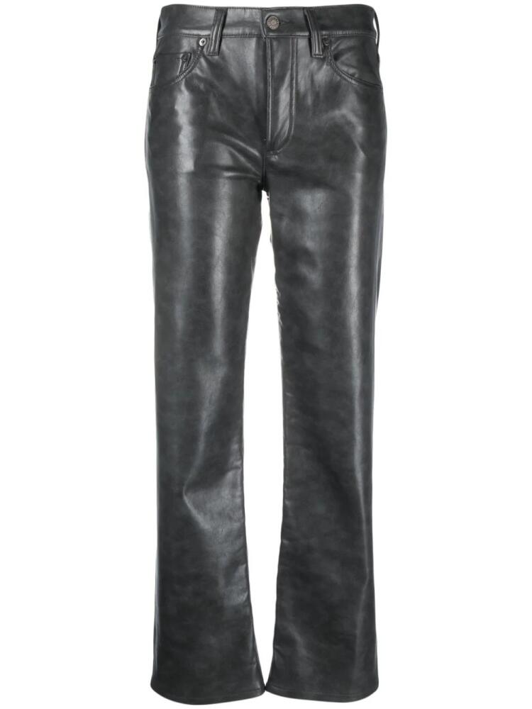 AGOLDE Sloane mid-rise straight-leg leather trousers - Grey Cover