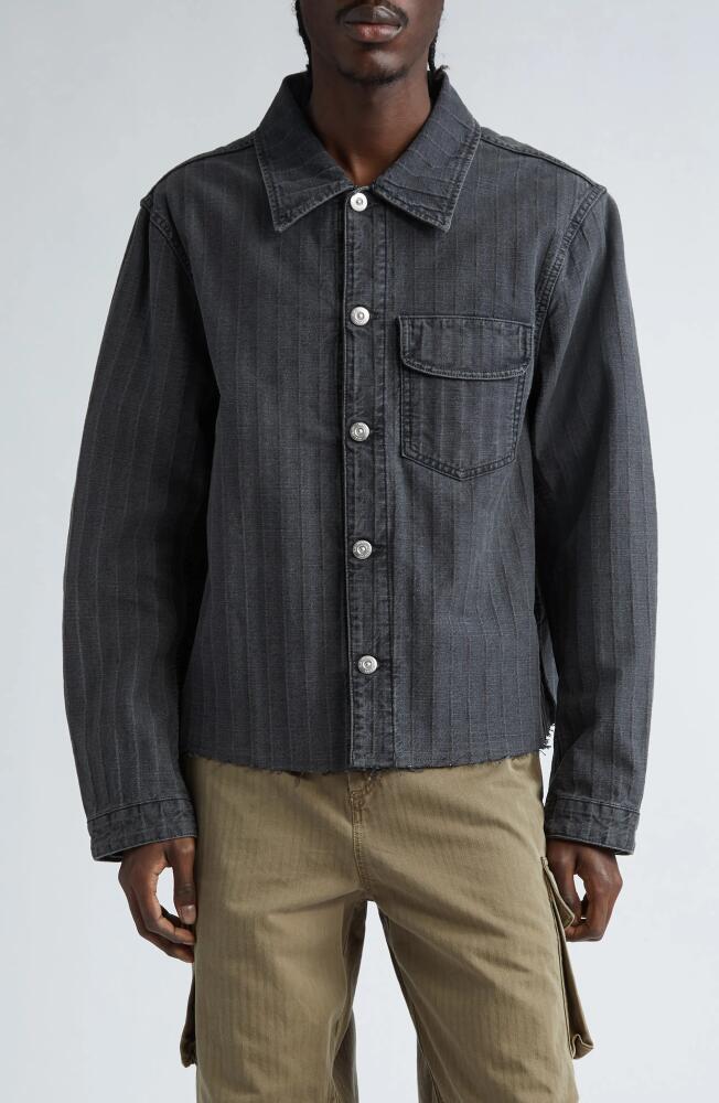 OUR LEGACY Cut Rebirth Torino Stripe Denim Jacket in Washed Grey Torino Stripe Cover