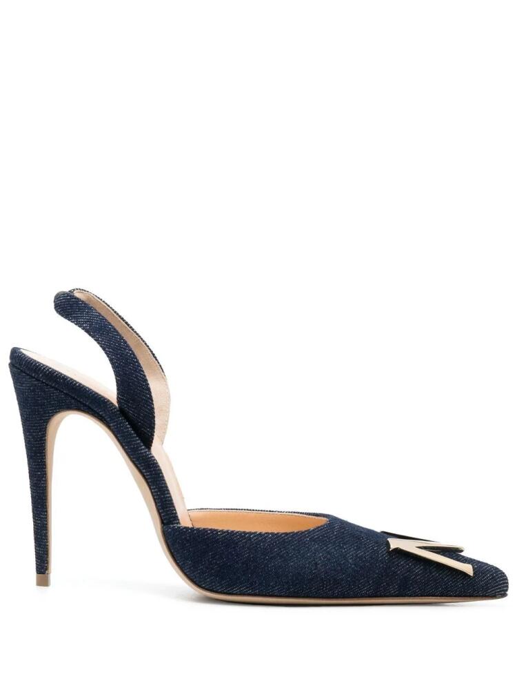 Magda Butrym denim pointed-toe slingback 110mm pumps - Blue Cover