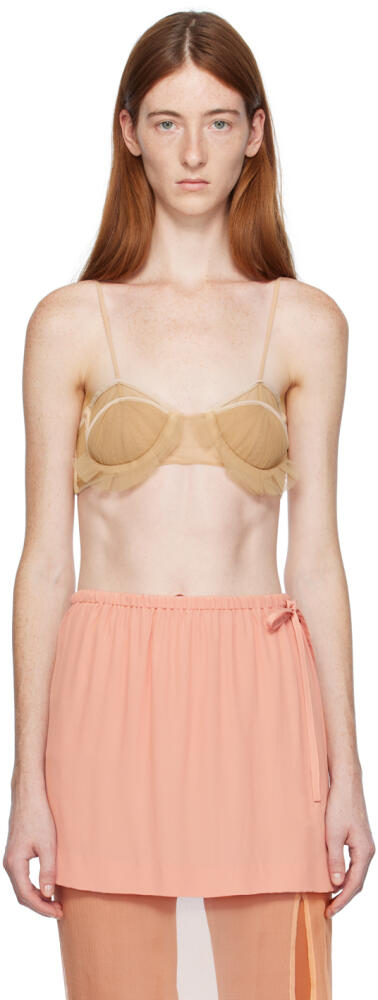 Nensi Dojaka Beige Exploding Flower Bra Cover