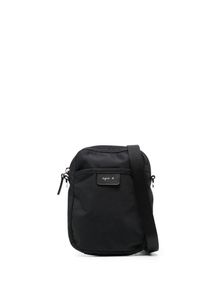 agnès b. logo-patch zipped messenger bag - Black Cover