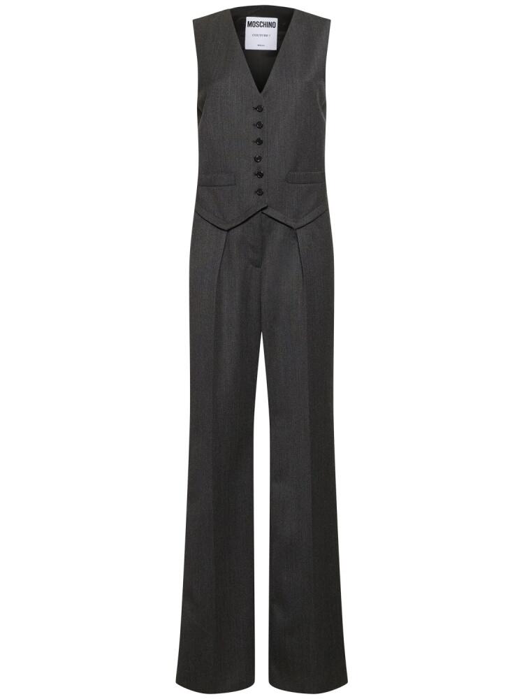 MOSCHINO Grain De Poudre Wool Long Jumpsuit Cover