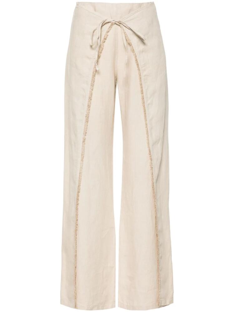 120% Lino frayed-detail linen trousers - Neutrals Cover