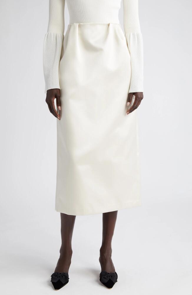 Altuzarra Karina Gathered Satin Midi Skirt in Ivory Cover