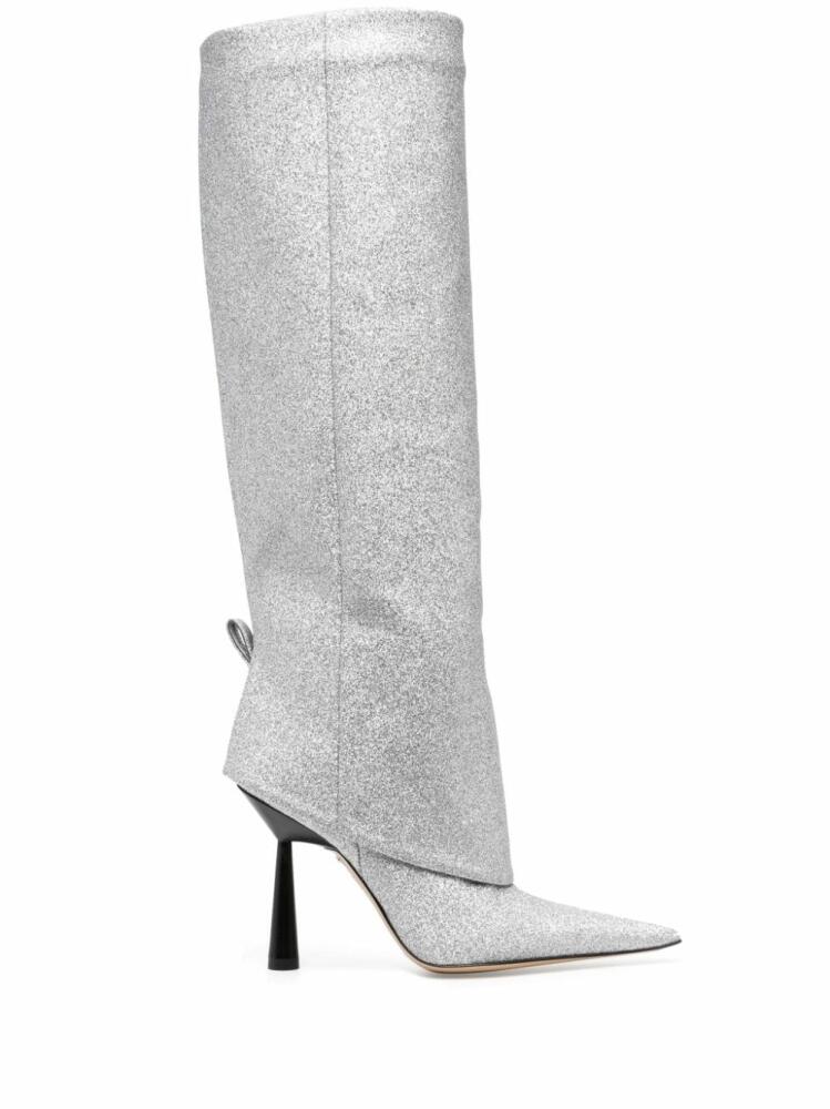 GIABORGHINI Rosie 110mm glitter-detail boots - Silver Cover