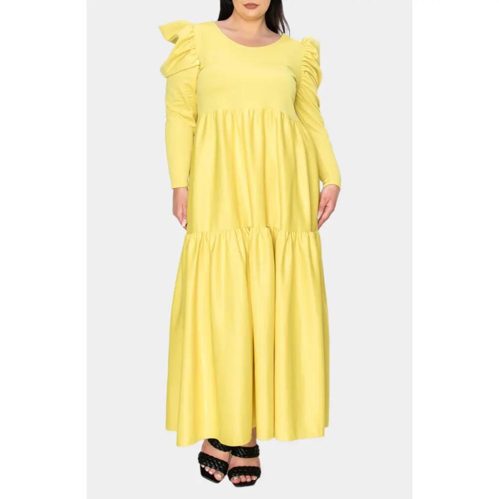 L I V D Isabel Long Sleeve Tiered Maxi Dress in Yellow Cover