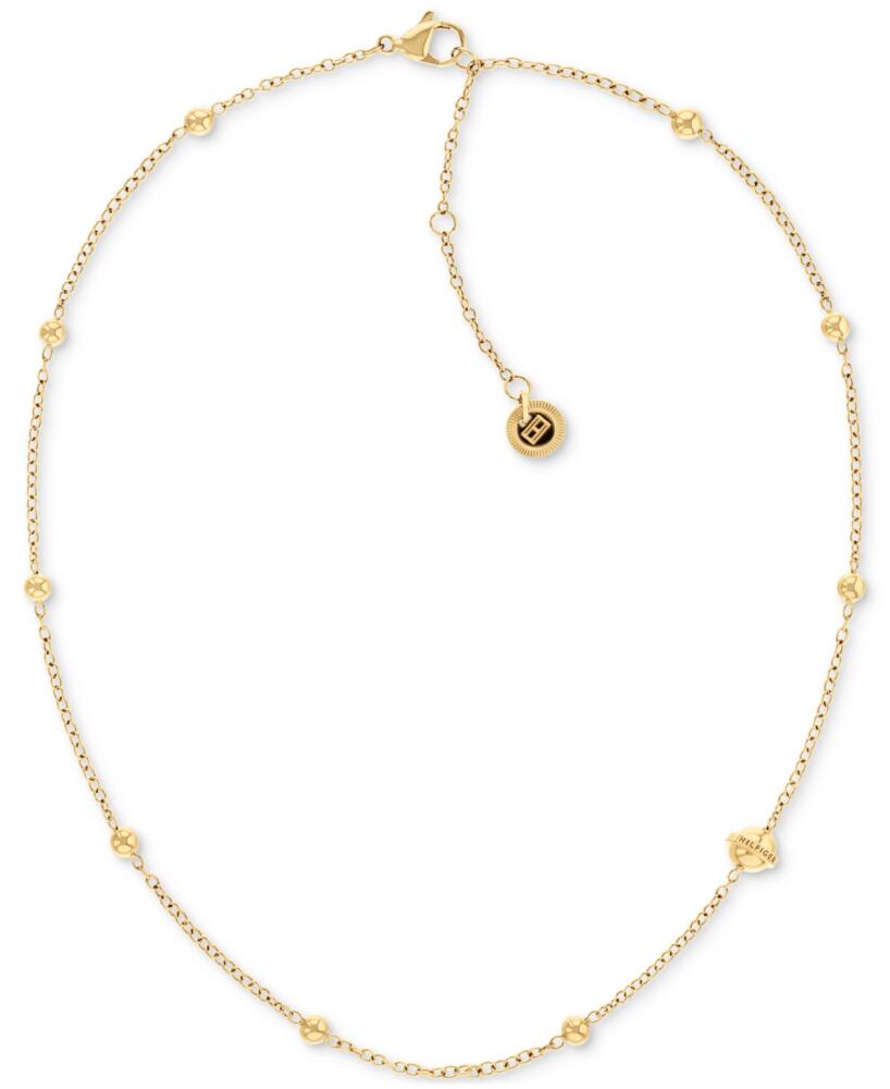 Tommy Hilfiger Stainless Steel Metallic Orb Station Necklace, 16" + 2" extender - Gold Cover