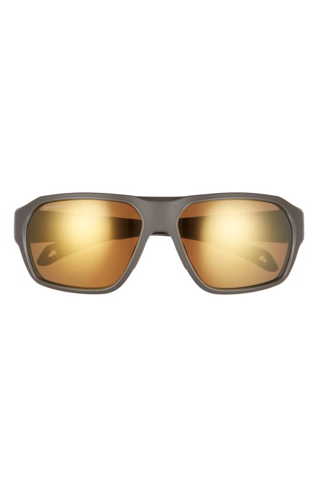 Smith Deckboss 63mm ChromaPop Polarized Oversize Rectangle Sunglasses in Matte Gravy/Bronze Mirror Cover