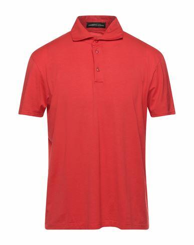 Lamberto Losani Man Polo shirt Red Cotton, Elastane Cover