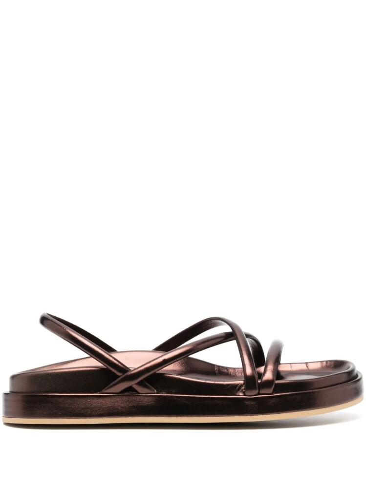 P.A.R.O.S.H. metallic-effect leather sandals - Brown Cover