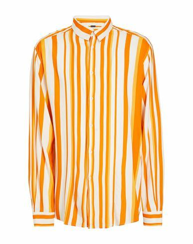 8 By Yoox Viscose Striped Over-size Shirt Man Shirt Orange Viscose Cover