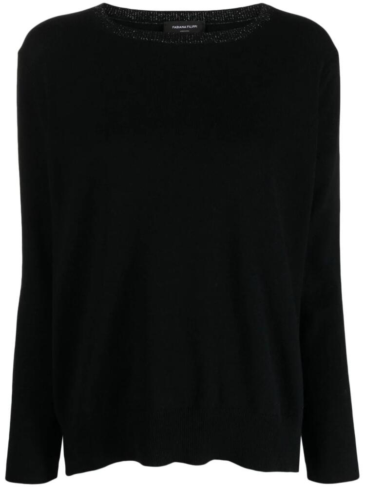 Fabiana Filippi wide-neck virgin wool-blend jumper - Black Cover