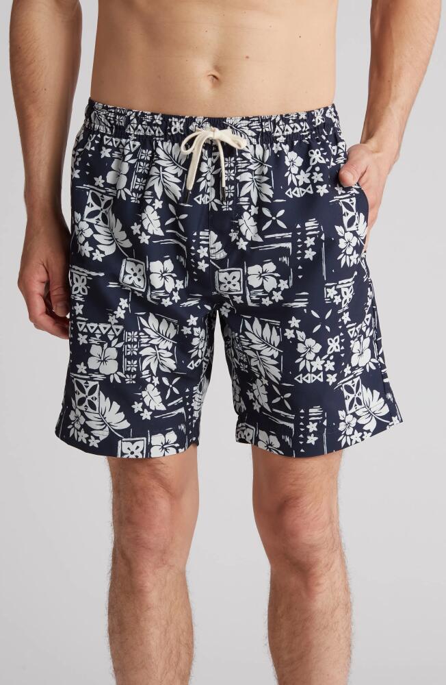 Nordstrom 8-Inch Classic Swim Trunks in Navy Blazer Tropical Stamps Cover