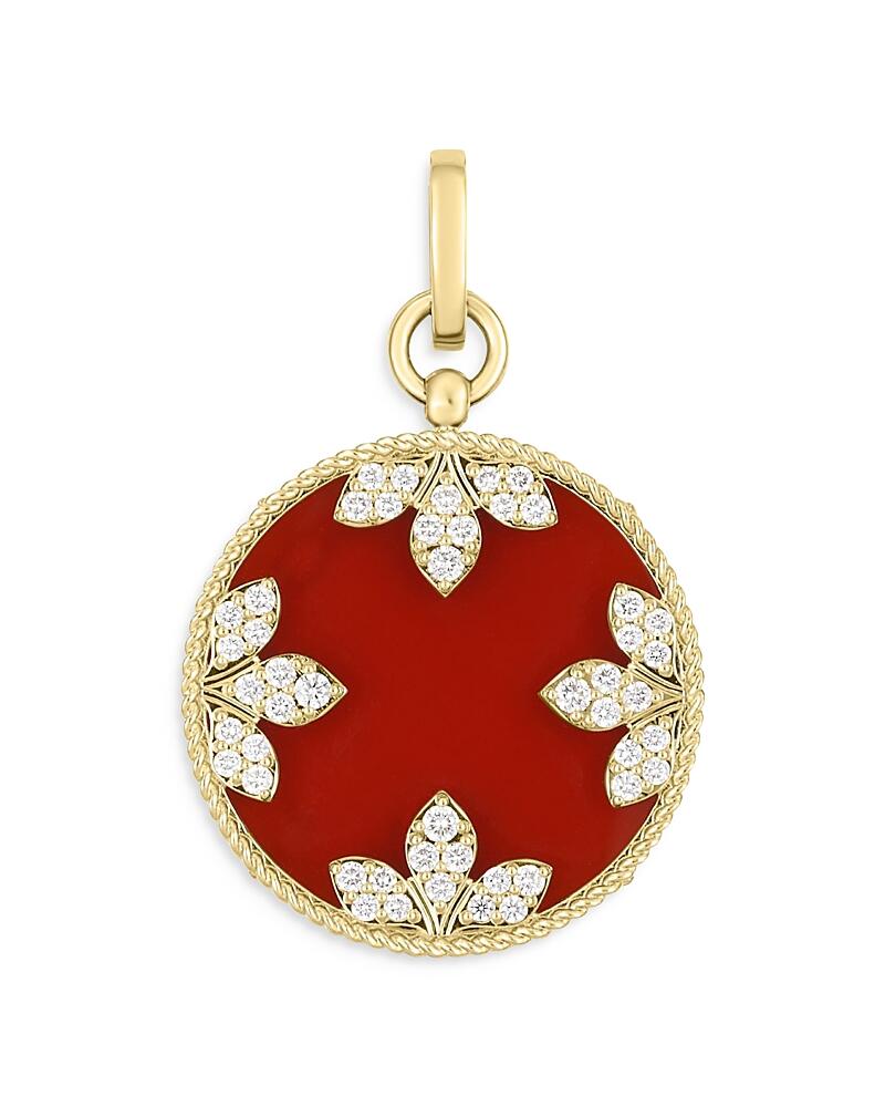 Roberto Coin 18K Yellow Gold Medallion Diamond & Red Agate Pendant Cover