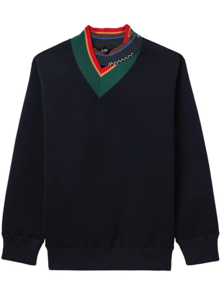 Kolor contrast-collar V-neck jumper - Black Cover