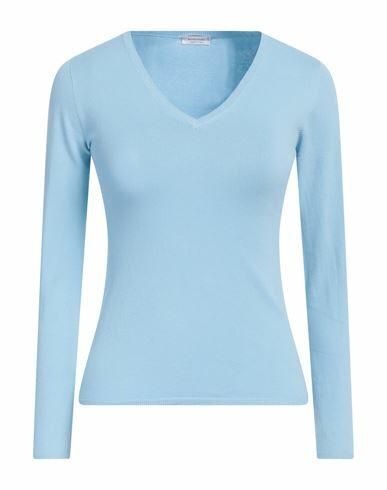 Rossopuro Woman Sweater Sky blue Cotton, Polyester Cover