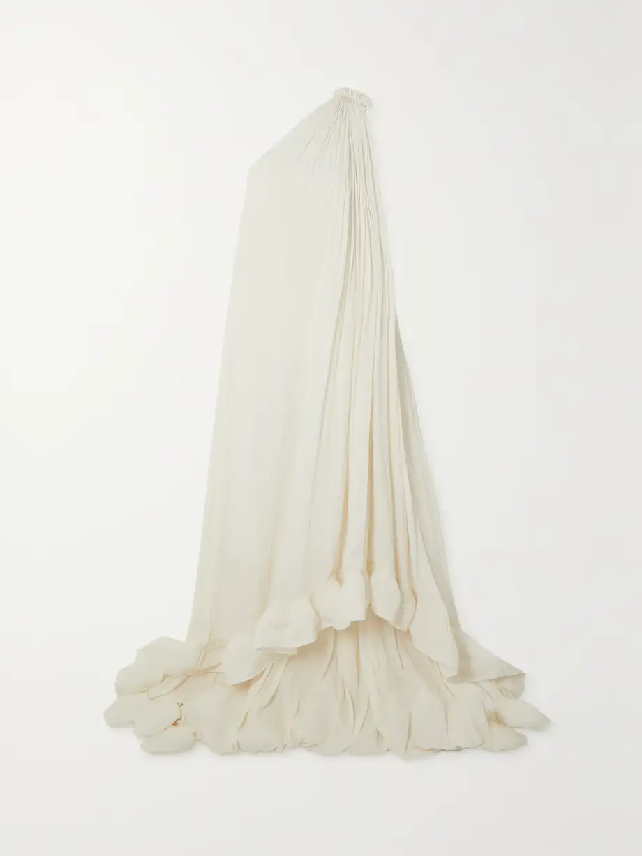 Lanvin - One-shoulder Ruffled Plissé-crepe De Chine Gown - White Cover