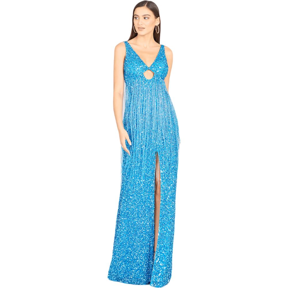 LARA New York Regan Fringe Sequin Dress in Ocean Cover