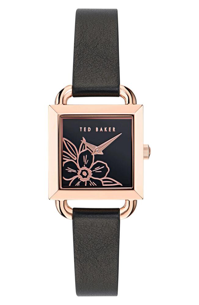 Ted Baker London Square Leather Strap Watch in Black Cover