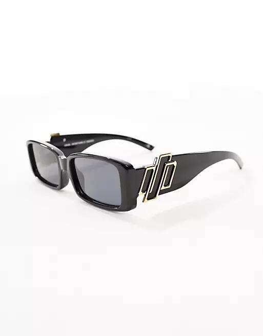 Le Specs cruel intentions rectangle sunglasses in black Cover